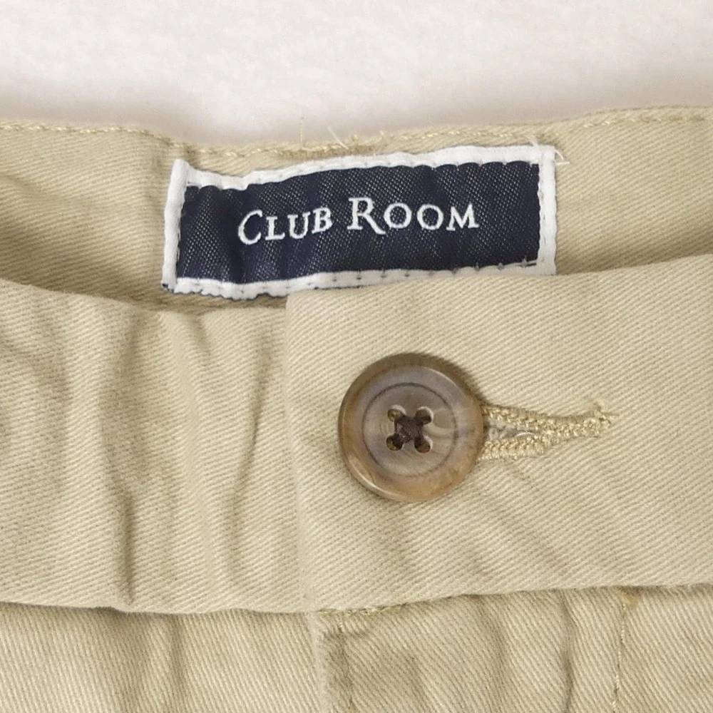 Club Room Shorts Mens 42 Khaki‎ Sand Bulldog Embroidered Flat Front Classic New - Picture 3 of 8